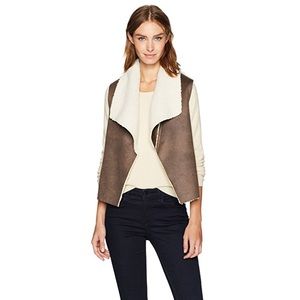 Faux Suede Vest With Shearling Backing